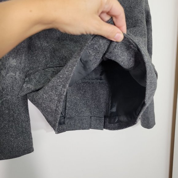 Votre Nom Vintage Charcoal Wool Blend Preppy Gray Floral Embroidery Classy Sz 2 - Picture 5 of 12